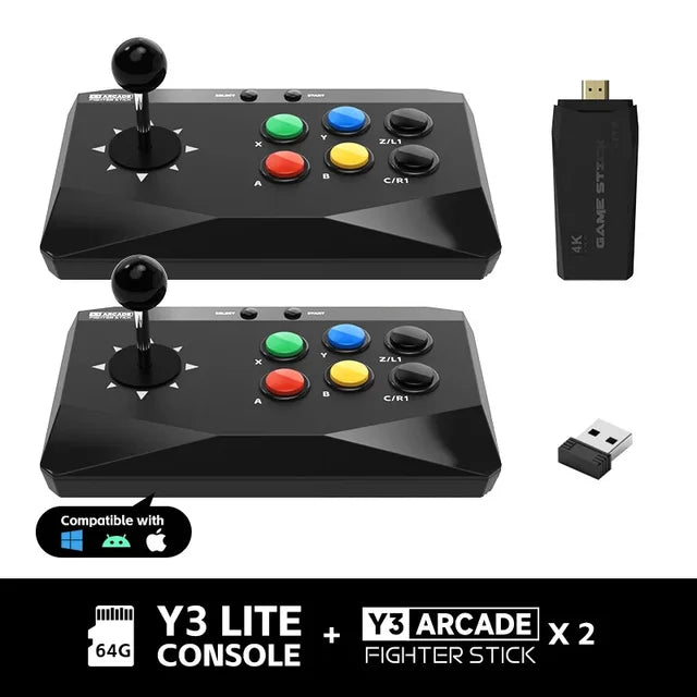 Consola de Videojuegos Arcade Y3 4K, 10000 juegos integrados, con 2 Stick para PS1/FC/GBA